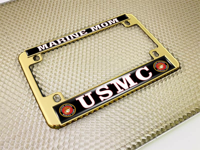 USMC Marine Mom - Motorcycle Metal License Plate Frame